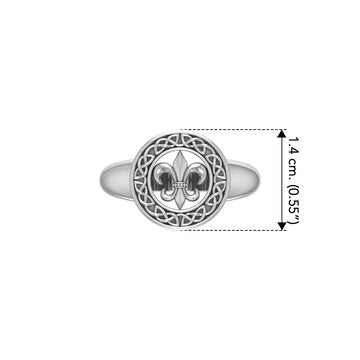 Celtic Knotwork Fleur De Lis Sterling Silver Ring TRI163